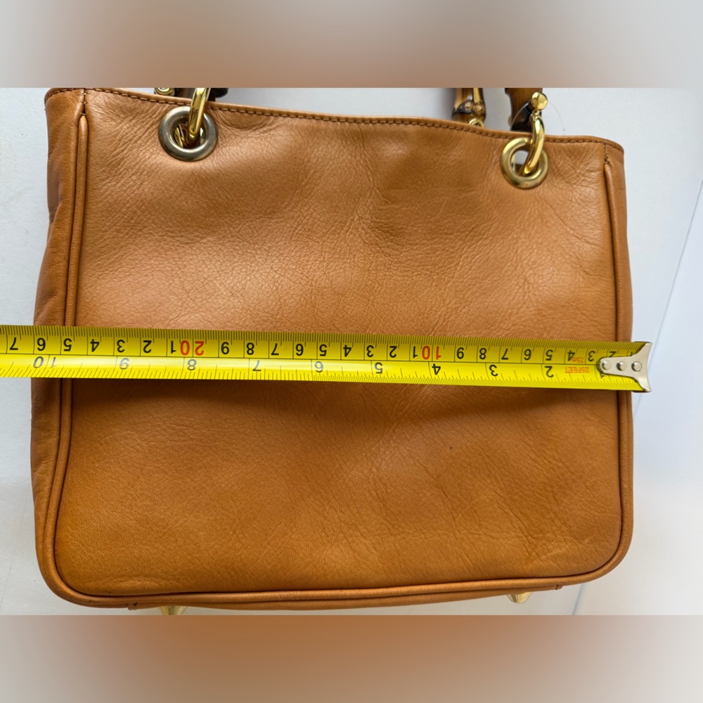 Mark & Graham Tan Leather Mini Tote with Bamboo Handles - Picture 10 of 12